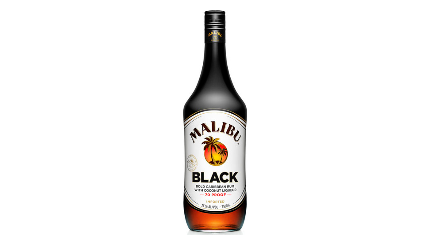 Order Malibu Black Rum 750mL food online from Oak Knoll Liquor store, Santa Maria on bringmethat.com