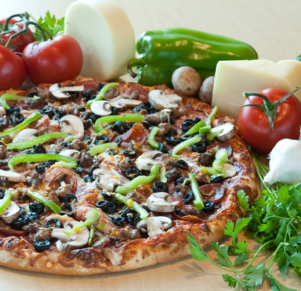 Order The Works California Crust Pizza food online from Straw Hat Pizza store, Gilroy on bringmethat.com