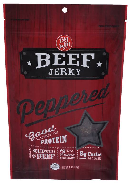 Order Big Win Beef Jerky Peppered (6 oz) food online from Rite Aid store, Eugene on bringmethat.com