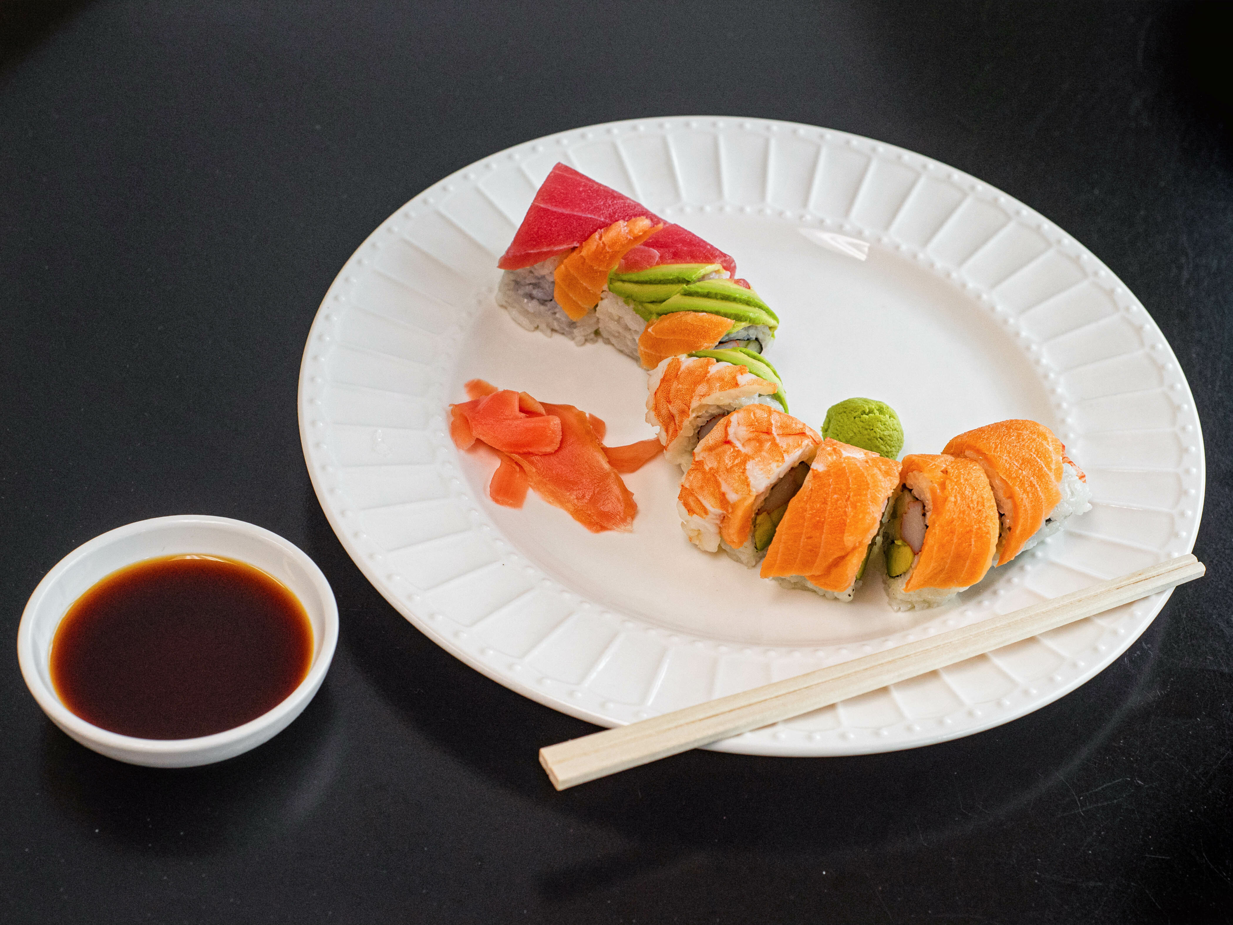 Order Rainbow Roll food online from Maje Sushi store, West Lafayette on bringmethat.com