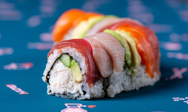 Order Rainbow Roll food online from Krispy Rice store, Chicago on bringmethat.com