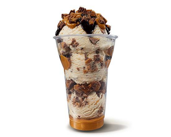 Order Made with SNICKERS® Layered Sundae food online from Baskin-Robbins store, Victorville on bringmethat.com