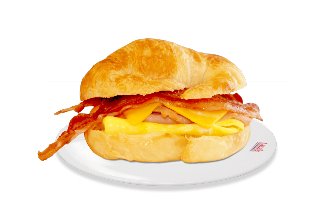 Order 87. Ham, Bacon, Egg & Cheese Croissant food online from Lee's Sandwiches store, Arlington on bringmethat.com