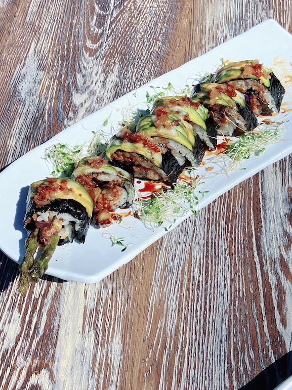 Order caterpillar vegan sushi roll food online from Gokoku Vegetarian Ramen Shop store, North Hollywood on bringmethat.com