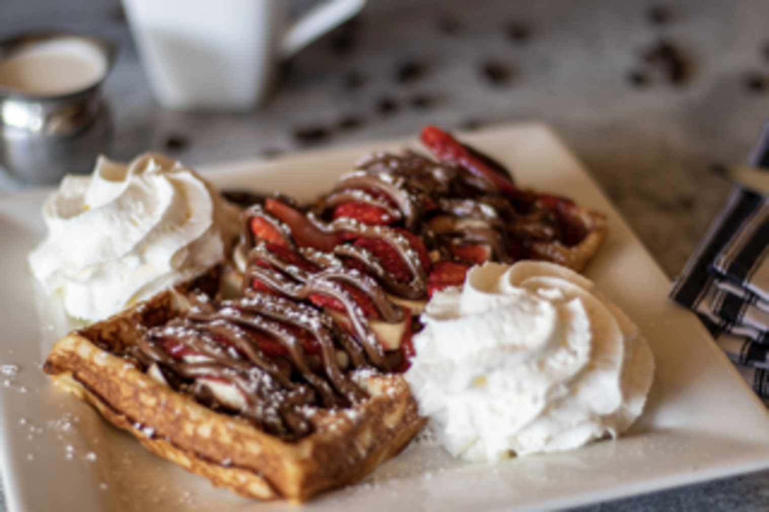 Order Strawberry Nutella Waffle food online from Kafe Neo store, Totowa on bringmethat.com