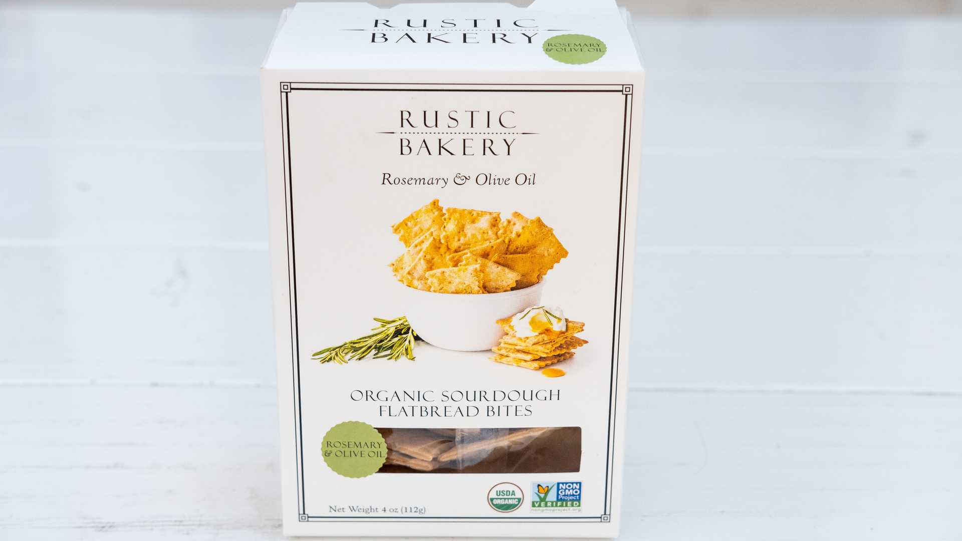 Order Organic Sourdough Rosemary and Olive Oil Flatbread Bites, 4 oz.  food online from Rustic Bakery store, Larkspur on bringmethat.com