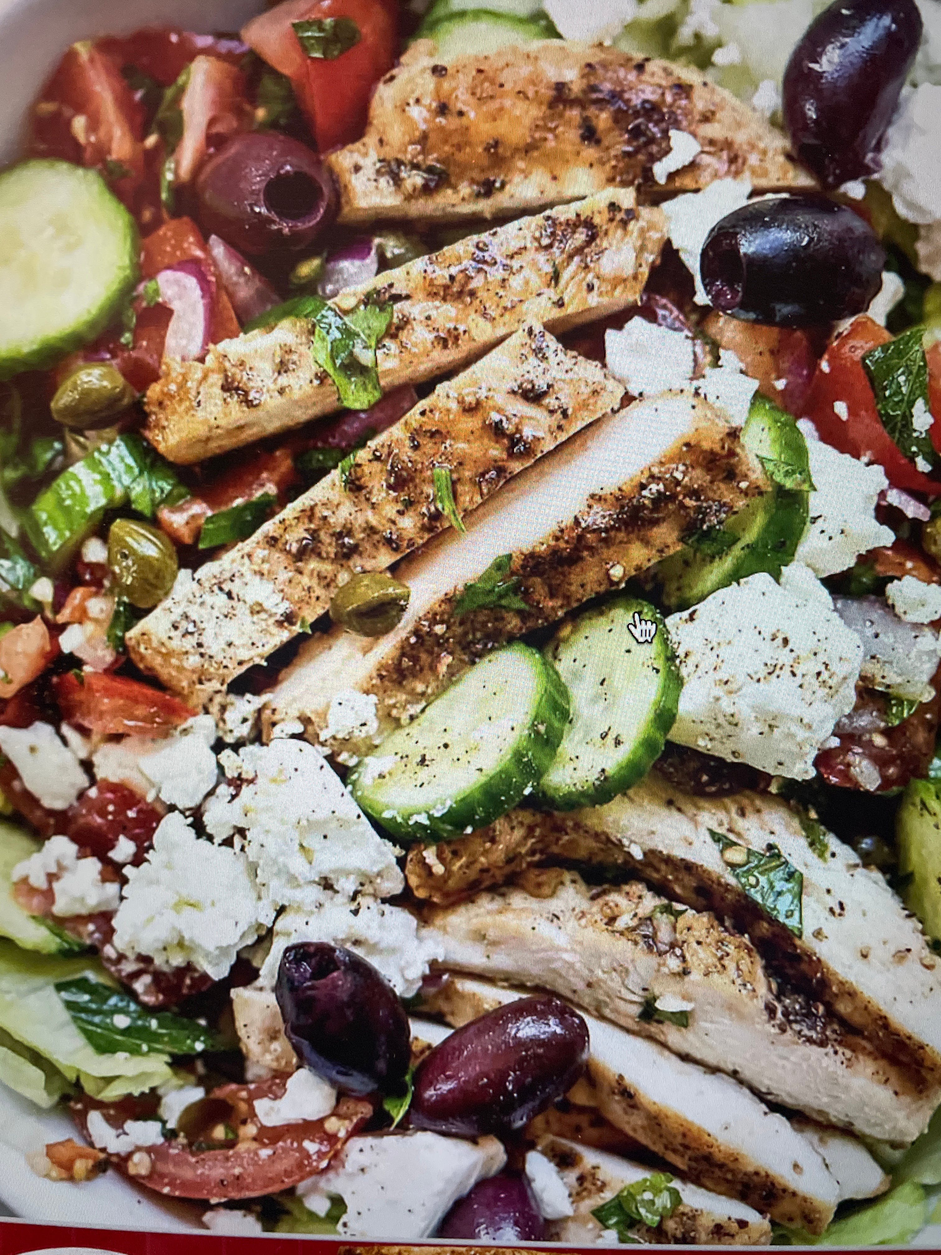 Order Greek Grilled Chicken Salad - Small food online from Paramount Pizza Slices store, Holyoke on bringmethat.com