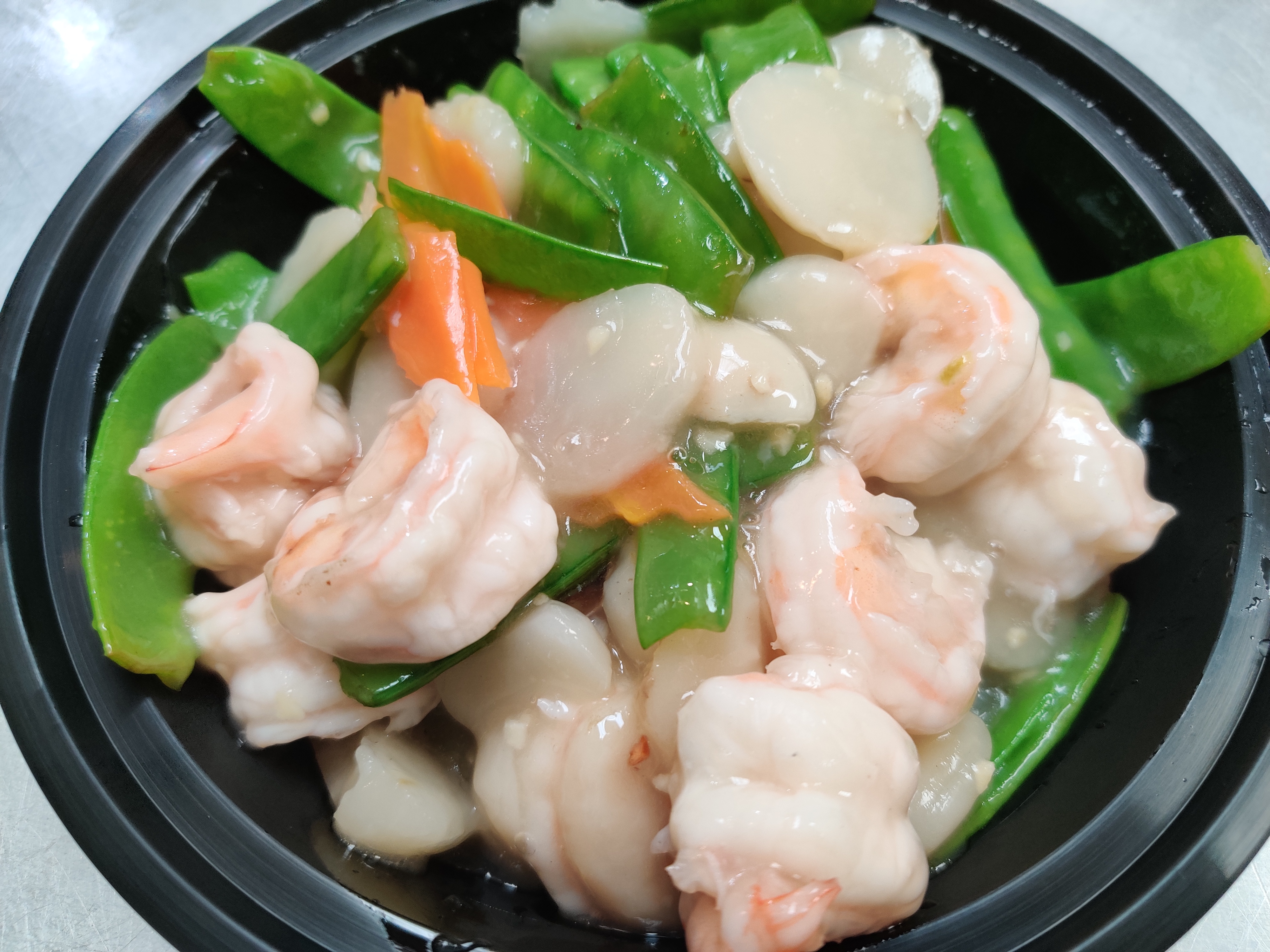 Order S13. Ten Pieces Shrimp with Snowpeas food online from Sam Cafe store, Houston on bringmethat.com