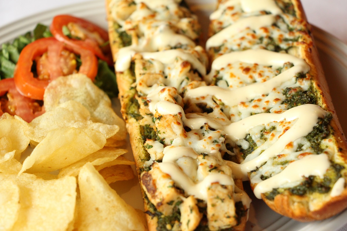 Order Pesto Chicken Sandwich food online from Palios Pizza Cafe of Mansfield store, Mansfield on bringmethat.com
