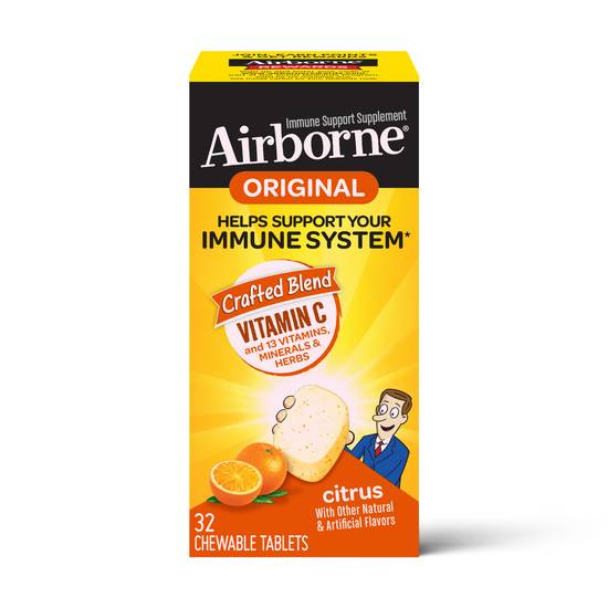 Order Airborne Immune Support Supplement Chewable Citrus Tablets (32 ct) food online from Rite Aid store, PITTSBURGH on bringmethat.com