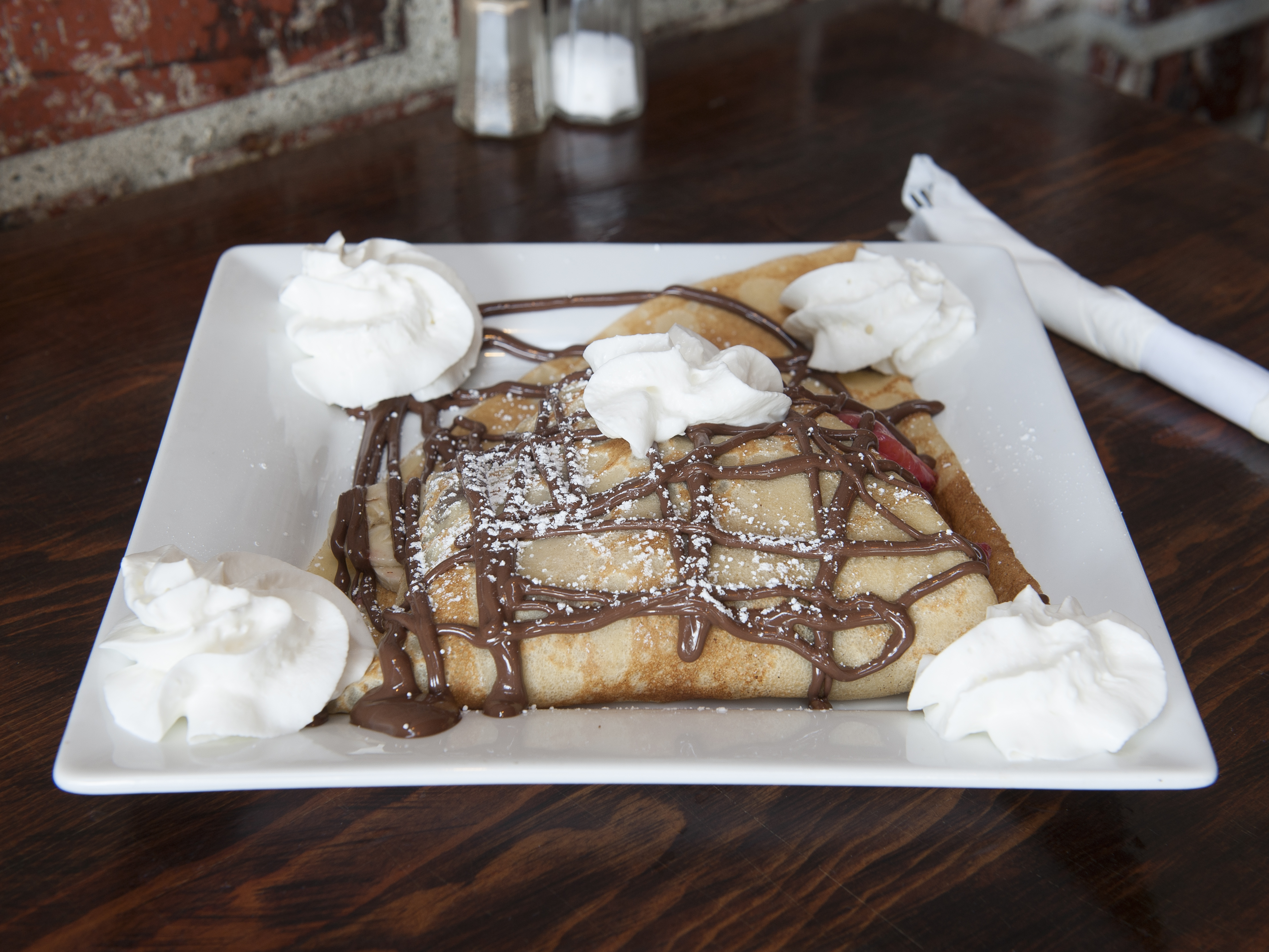 Order Combo Strawberry and Banana Nutella Crepe food online from Crave Cafe store, Sherman Oaks on bringmethat.com
