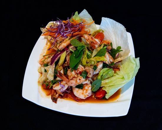 Order 20 - SPICY SHRIMP OR SQUID SALAD food online from Thaibodia Bistro store, Milpitas on bringmethat.com