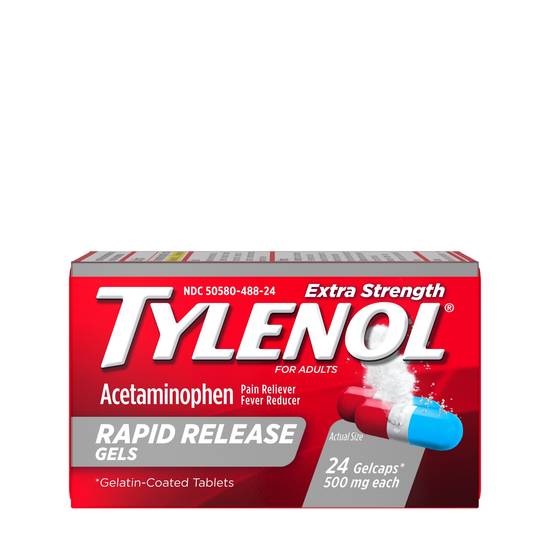 Order Tylenol Extra Strength Acetaminophen Rapid Release Gels (24 ct) food online from Rite Aid store, Sandusky County on bringmethat.com
