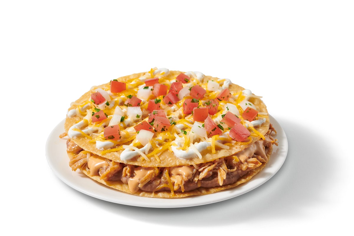 Order Double Crunch Pizza - Shredded Chicken food online from Taco Cabana 20106 store, Hollywood Park on bringmethat.com