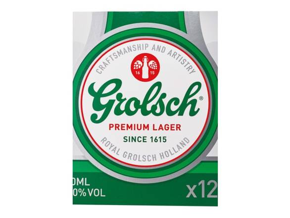 Order Grolsch Premium Lager - 12x 12oz Bottles food online from Jenny Liquors store, Mt Prospect on bringmethat.com