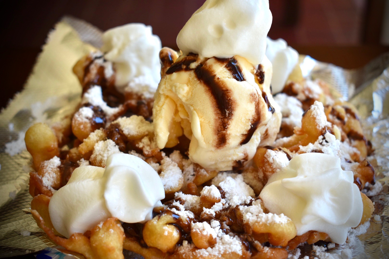 Order Funnel Cake Sundae food online from The Pink Company store, DeSoto on bringmethat.com