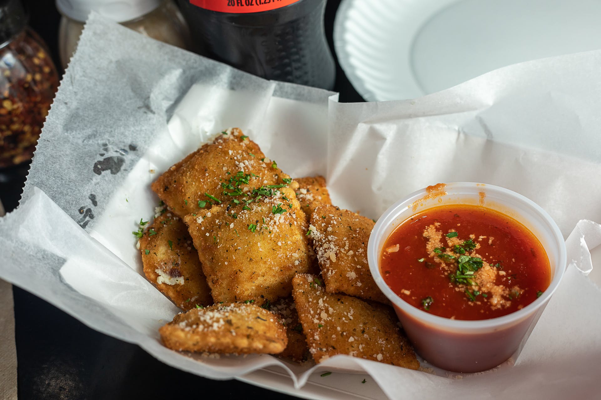 Order Fried Ravioli - Appetizer food online from Brick 3 Pizza store, Milwaukee on bringmethat.com