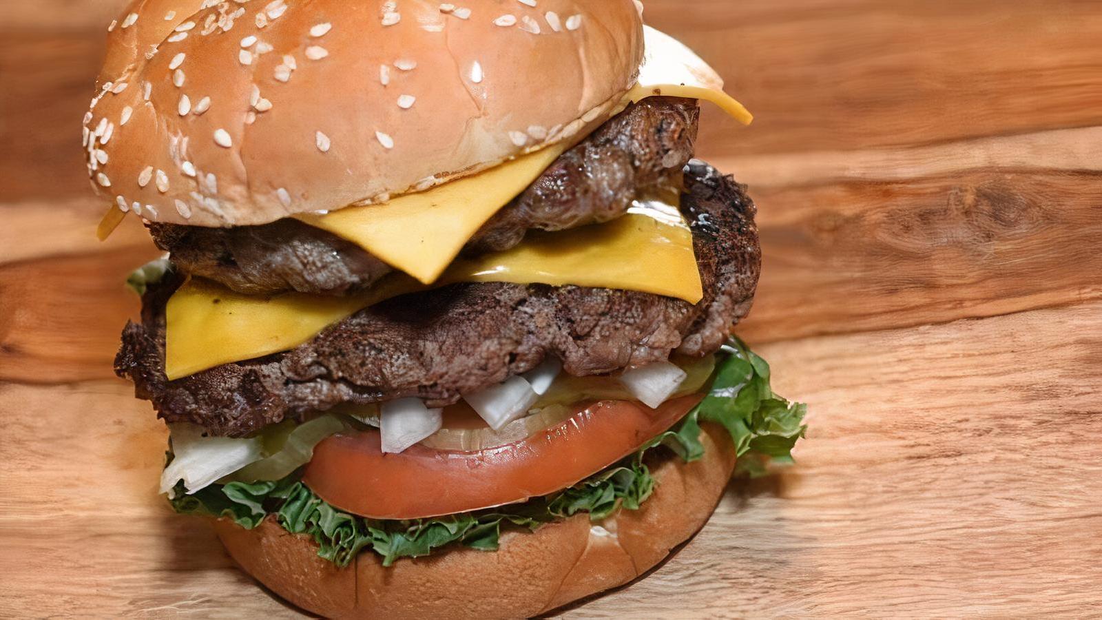 Order 1/2 lb DBL US Burger food online from Us Cafe store, Smyrna on bringmethat.com