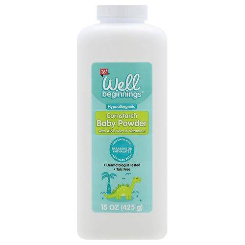 Order Well Beginnings Cornstarch Baby Powder - 15.0 oz food online from Walgreens store, Willimantic on bringmethat.com