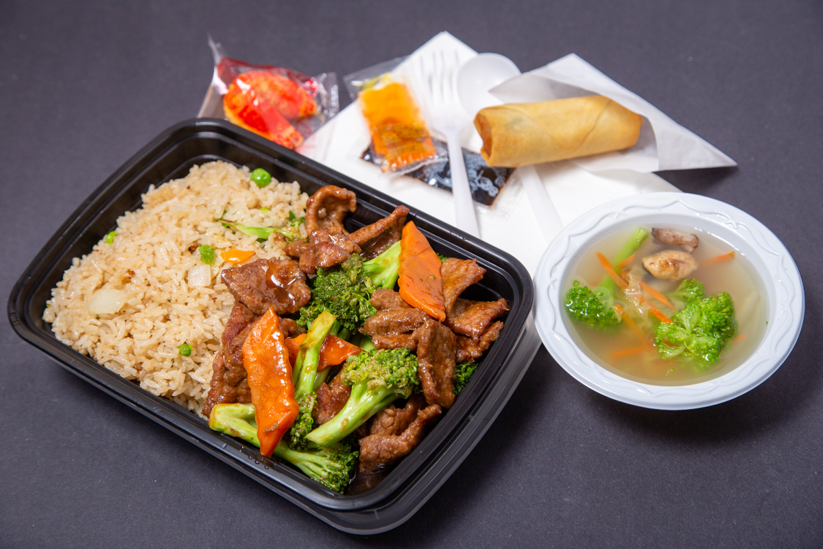Order Beef with Broccoli Combination Platter food online from Mings Garden store, San Jose on bringmethat.com