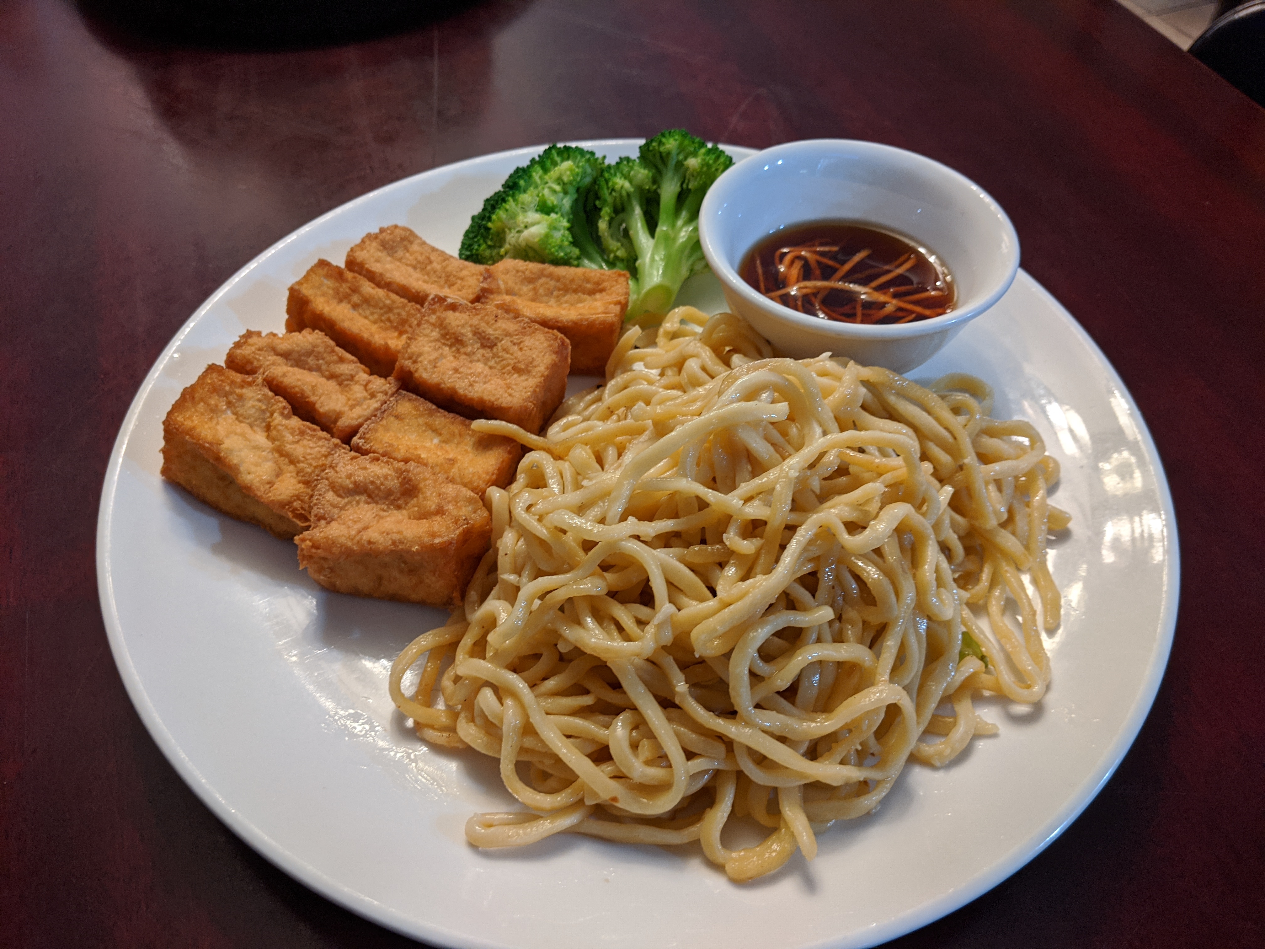Order R13. Garlic Noodle with Fried Tofu food online from Bac Lieu Restaurant store, San Francisco on bringmethat.com