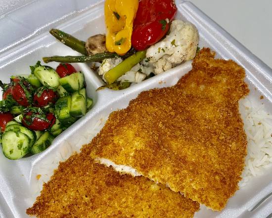 Order Fried Fish Filet (Sea Bass) Plate food online from Kozanian Ranch Market store, Glendale on bringmethat.com