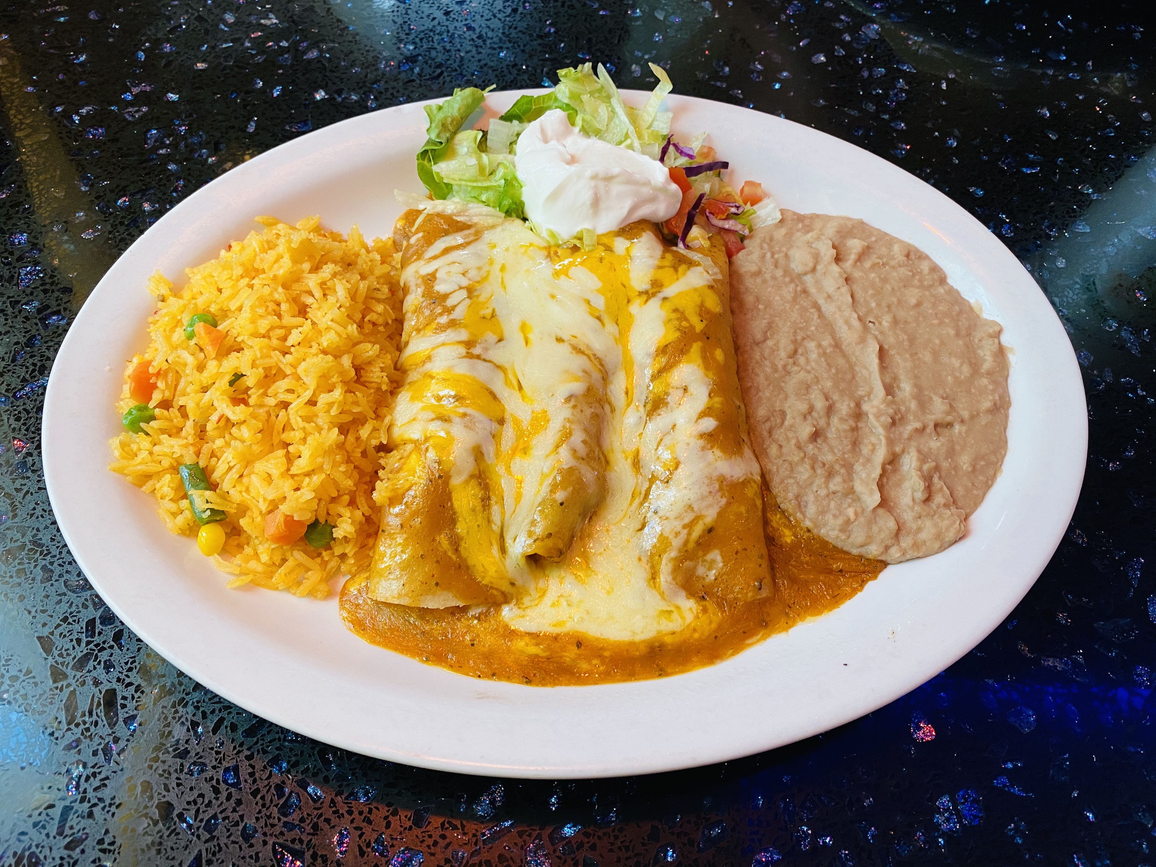 Order Shredded Chicken Enchilada (3) food online from Moreno Mexican Restaurant store, Pearland on bringmethat.com