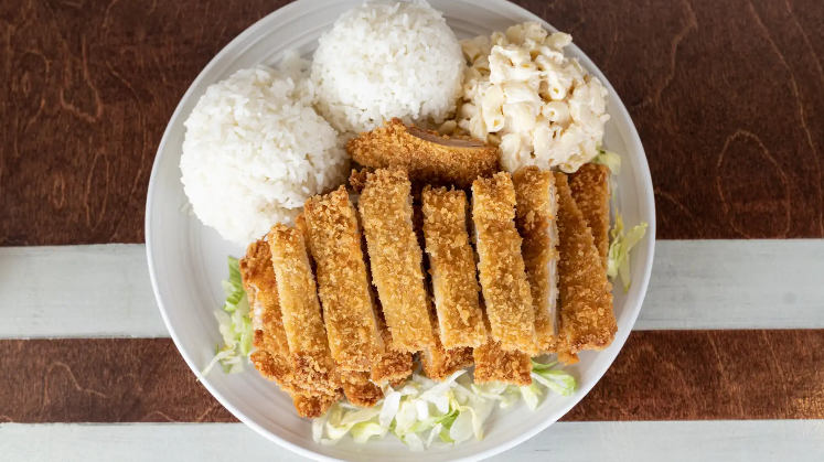 Order 18. Chicken Katsu Plate food online from Halo Hawaiian Bbq & Poke Bar store, Halethorpe on bringmethat.com