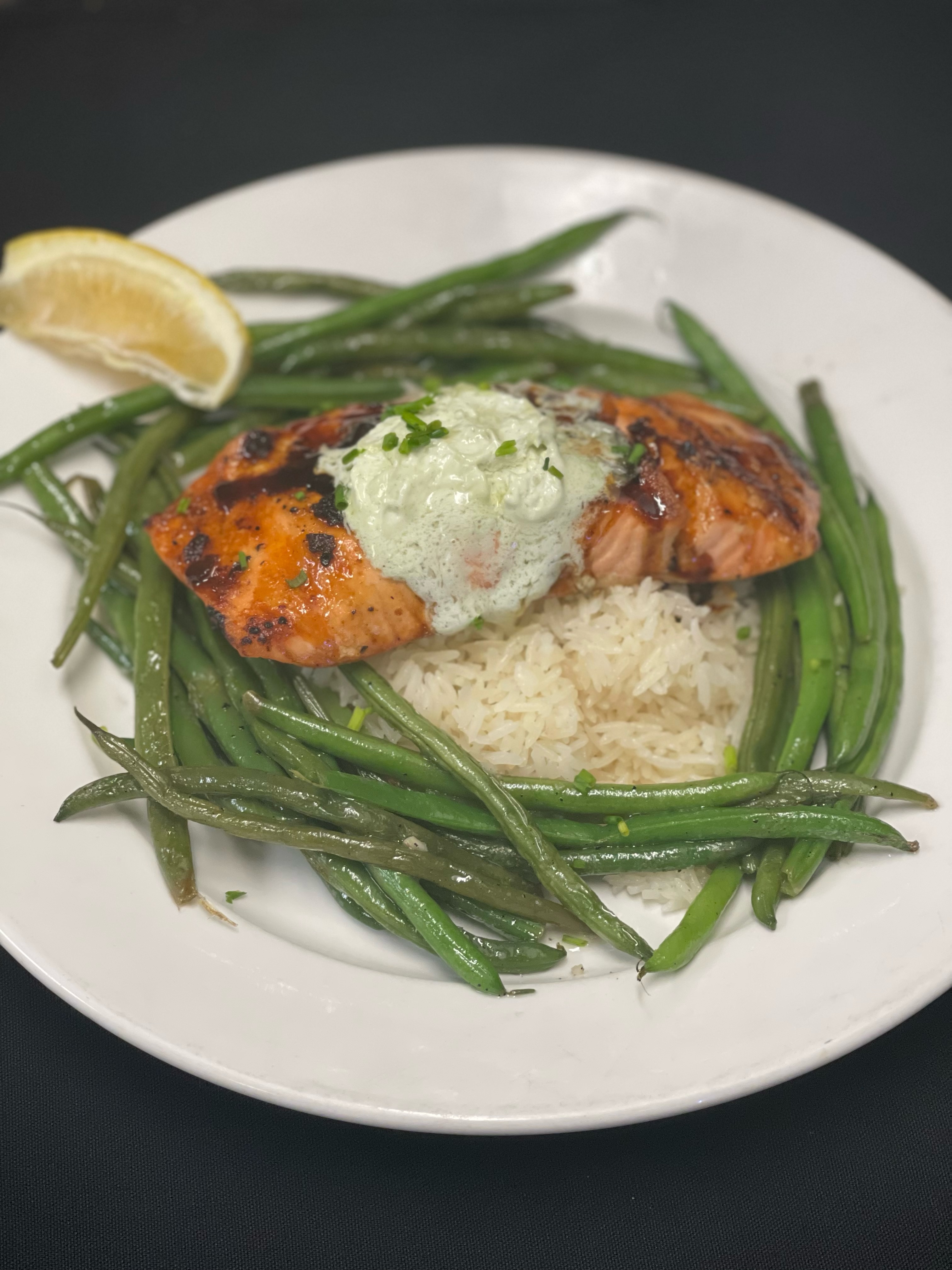 Order Grilled Atlantic Salmon food online from Emmett Brewing Company store, West Dundee on bringmethat.com