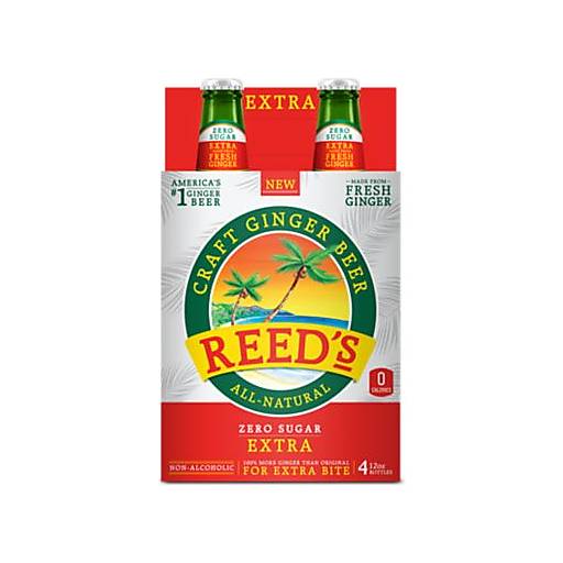 Order Reed's Extra Ginger Brew Zero (4PK 12 OZ) 130199 food online from BevMo! store, Milpitas on bringmethat.com