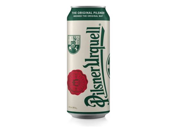 Order Pilsner Urquell Beer - 4x 16oz Cans food online from Jenny Liquors store, Mt Prospect on bringmethat.com