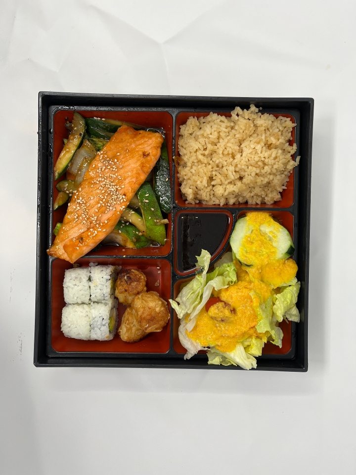 Order Teriyaki Salmon Bento food online from Ginza Japanese Grill store, Charleston on bringmethat.com