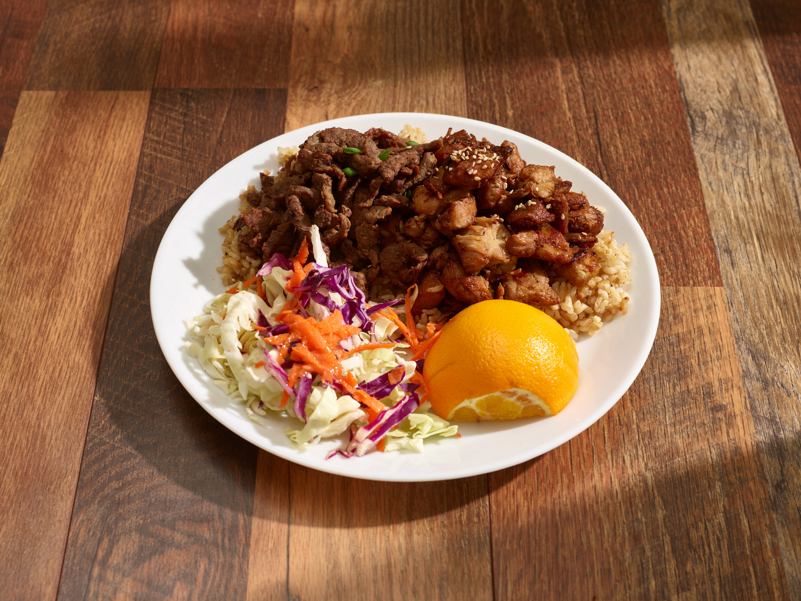 Order Chicken and Angus Beef Bowl food online from Flame Broiler store, Costa Mesa on bringmethat.com