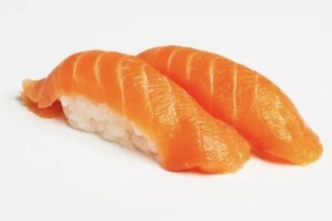 Order Salmon (Sake) Sushi (2 pcs) food online from Fuji Japanese Restaurant store, Greensboro on bringmethat.com