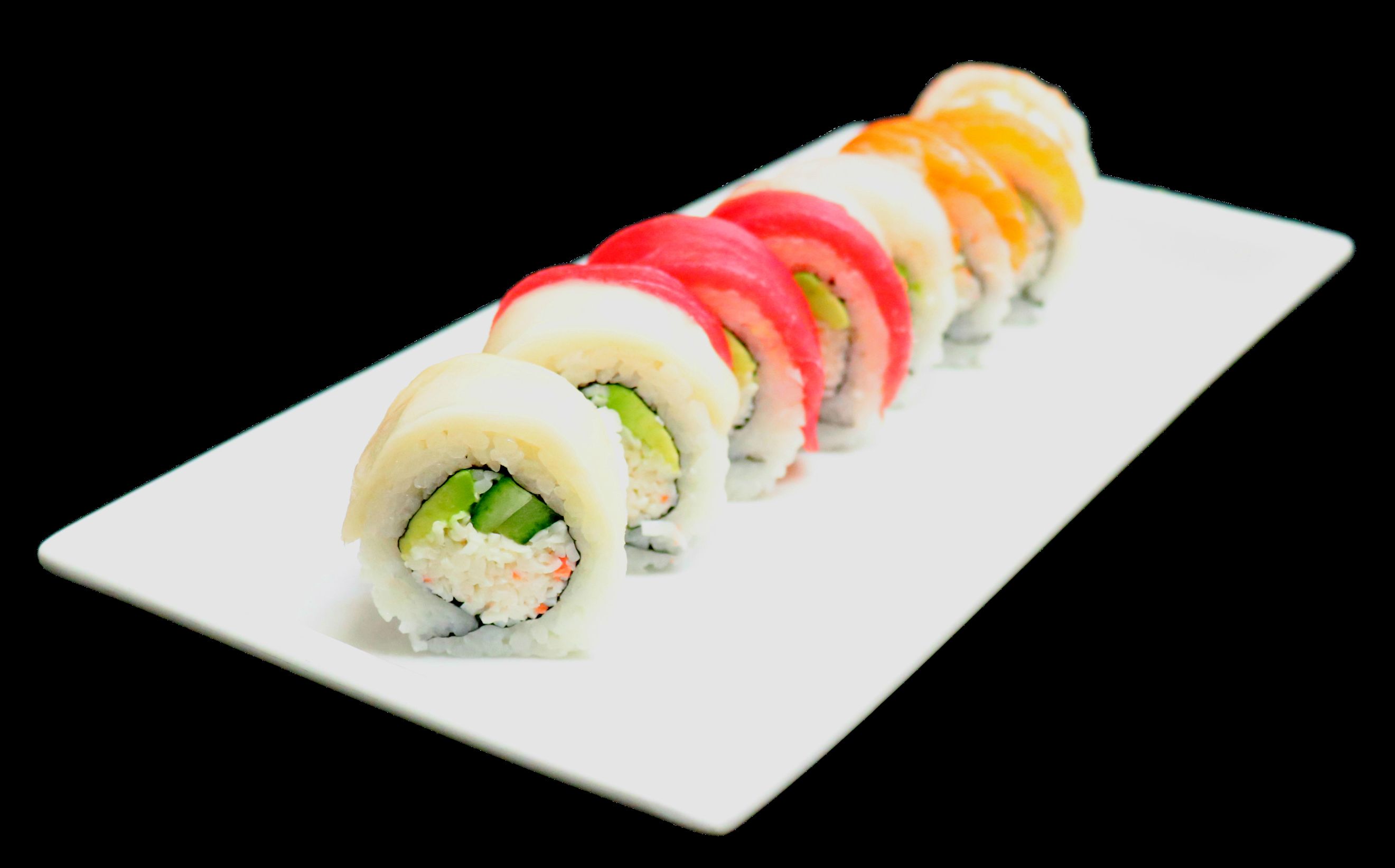 Order Rainbow Roll food online from Toshiko Ramen And Sushi Bar store, Fresno on bringmethat.com