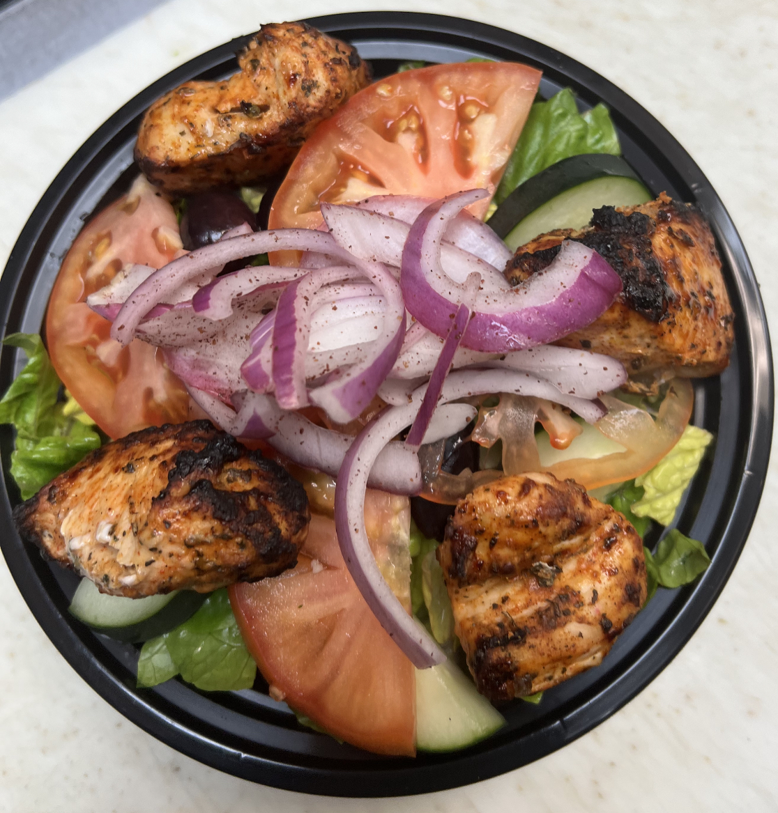 Order Chicken Shish Kababs Greek Salad  food online from Zam zam middle eastern grill store, Chicago on bringmethat.com