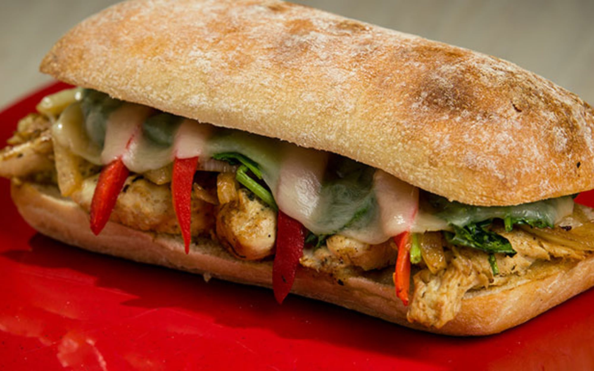 Order Chicken & Roasted Peppers Sandwich - Sandwich food online from Double Decker Pizza store, Ridley Park on bringmethat.com