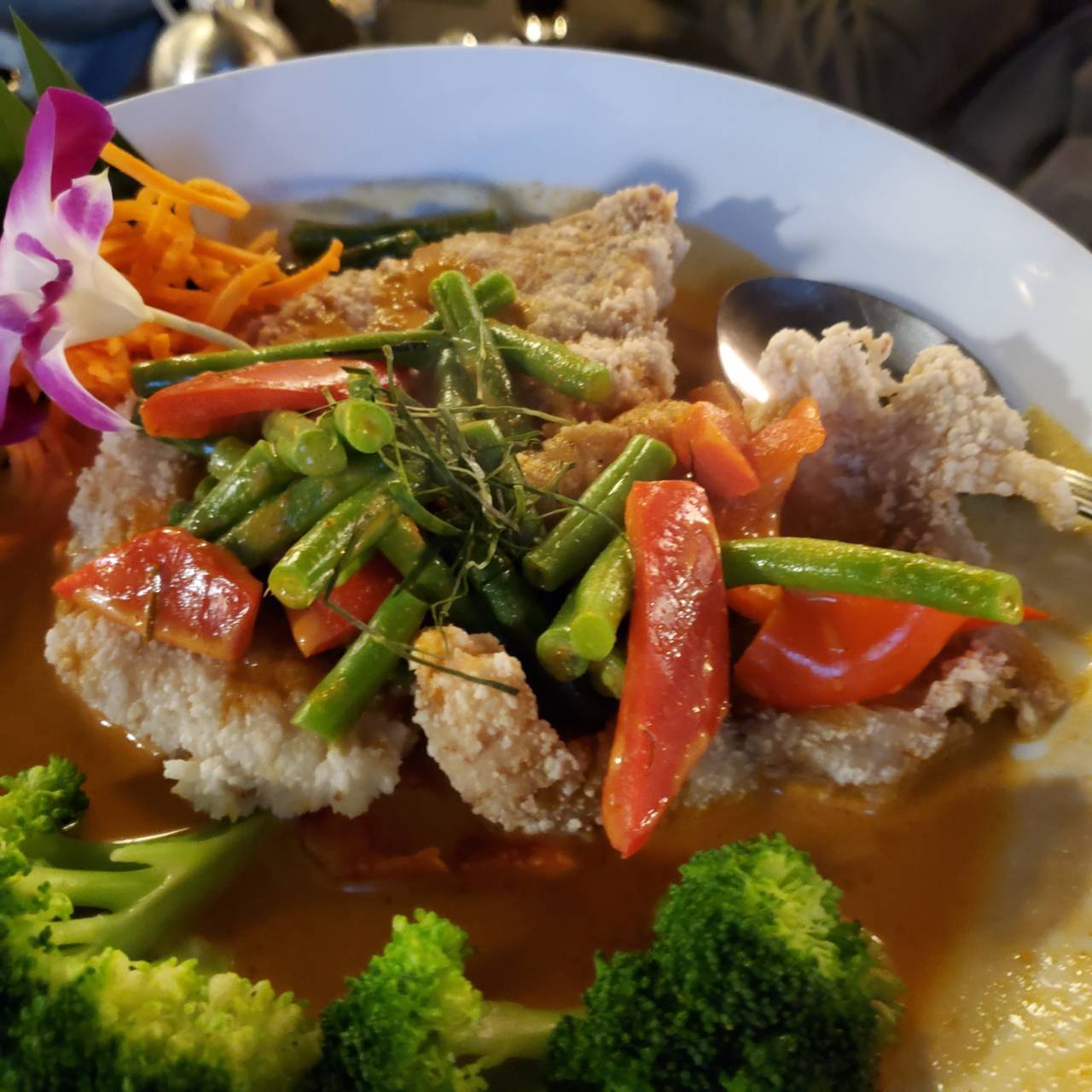 Order Fish Choo Chee food online from Orchid Thai Restaurant & Bar store, Falmouth on bringmethat.com