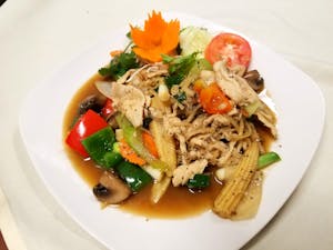 Order 27. Thai Basil Sauce (Kra Prow) food online from Siam Elephants Restaurant store, Elmira on bringmethat.com