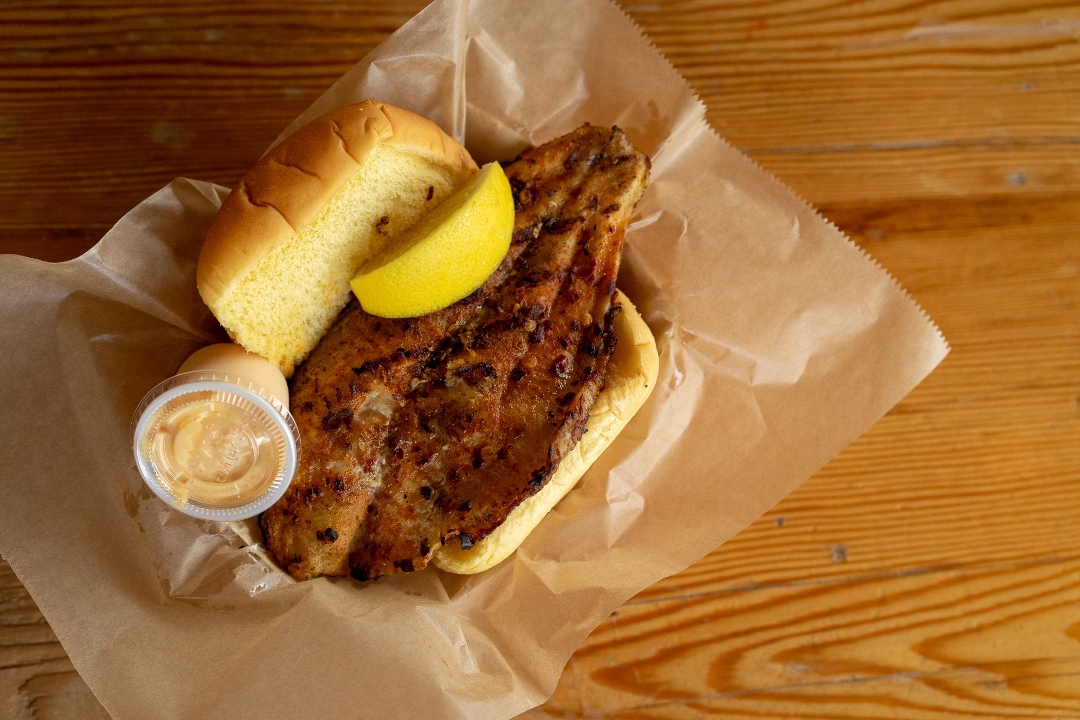 Order Grilled Catfish Sandwich food online from Rocklands Barbeque & Grilling Company store, Arlington on bringmethat.com
