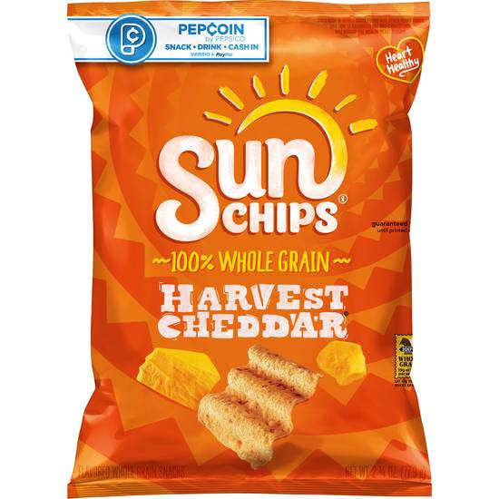 Order Sun Chips Whole Grain Snacks Harvest Cheddar food online from Pepack Sunoco store, Peapack on bringmethat.com