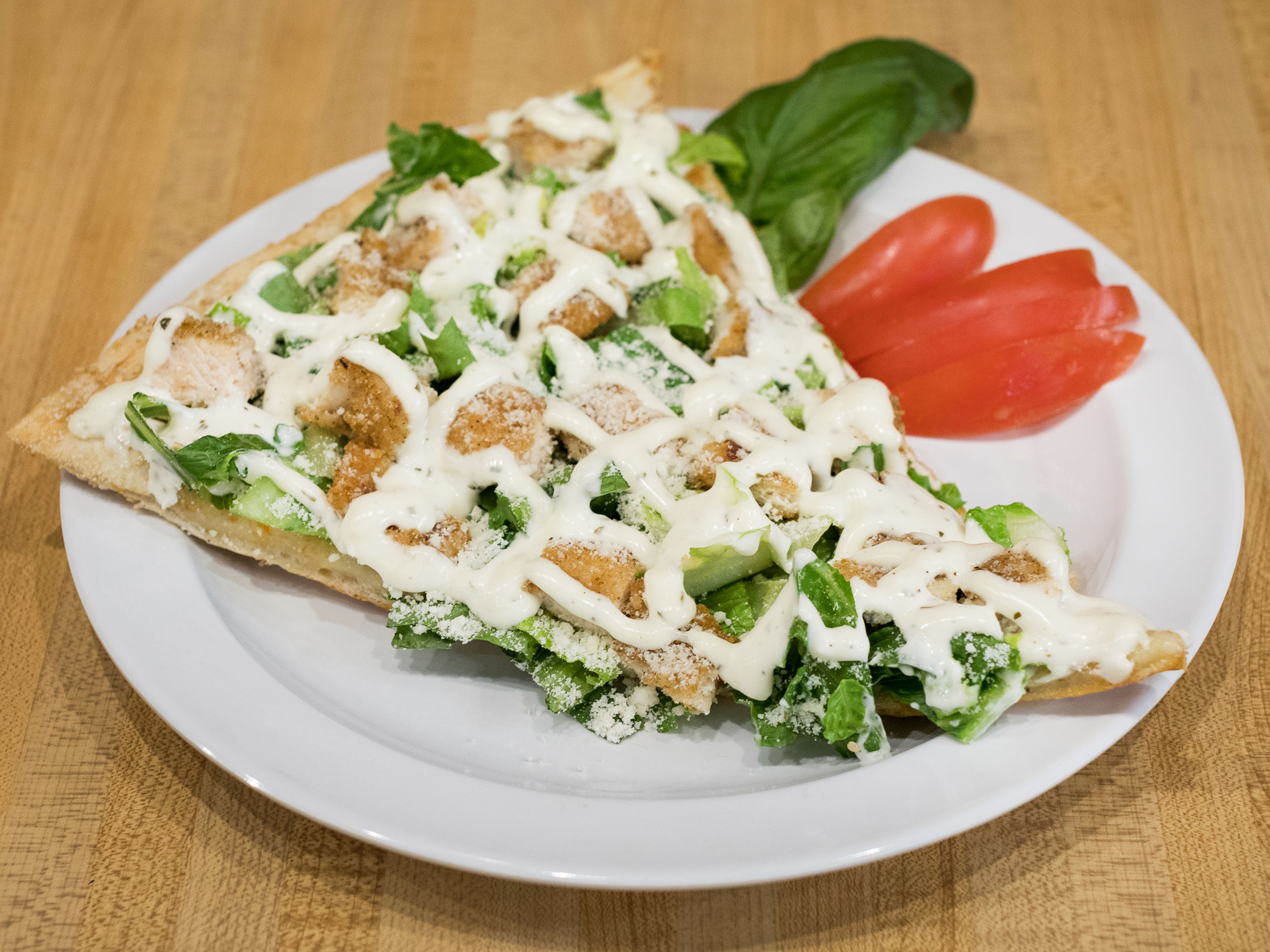 Order Caesar Salad with Chicken Pizza food online from Angela's Pizzeria store, Brooklyn on bringmethat.com