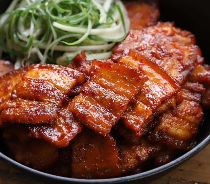 Order Prime Spicy Pork Belly  food online from Bull Korean Bbq store, Cupertino on bringmethat.com