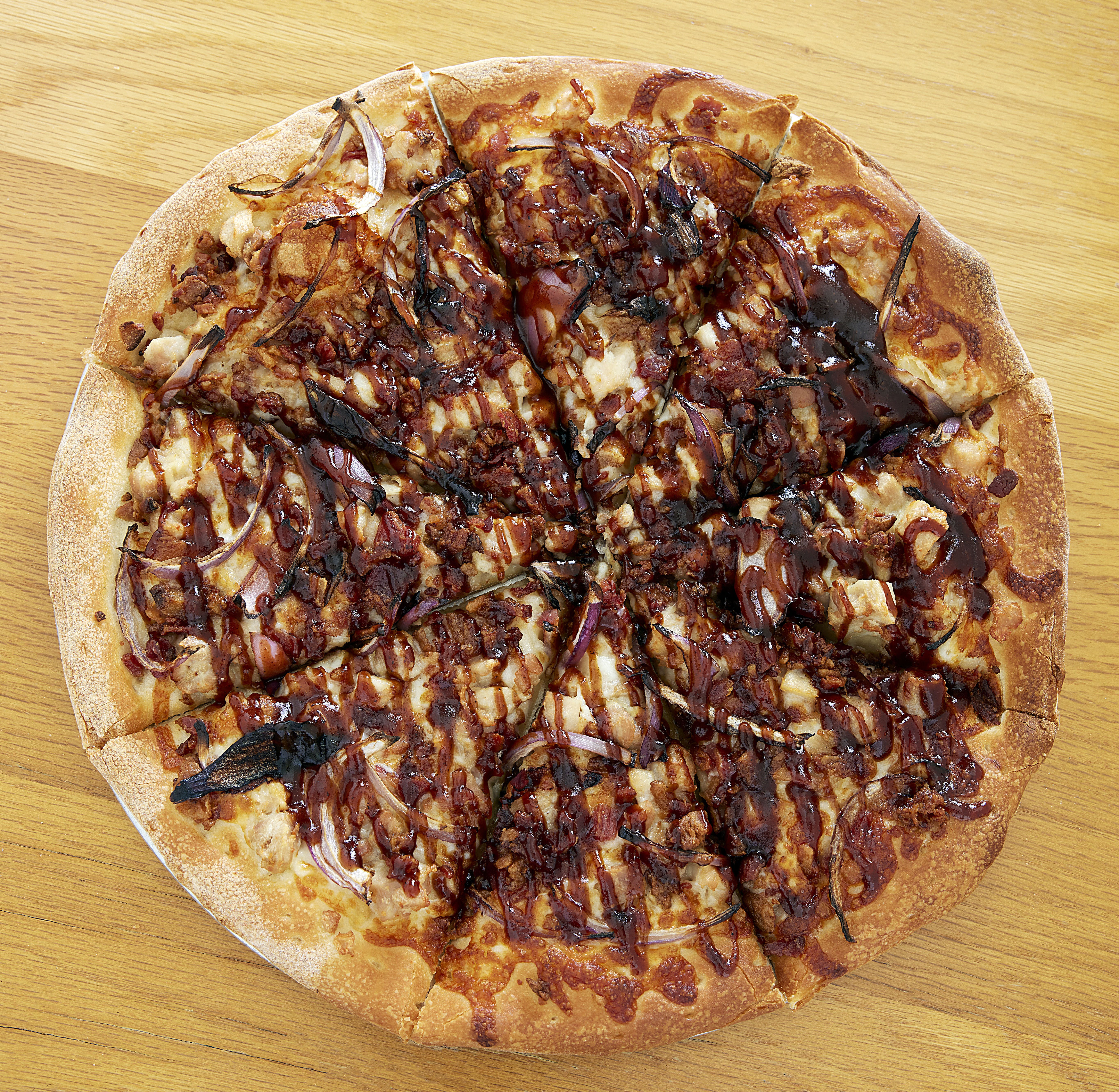Order California BBQ Chicken Pizza - X-Large 16'' (12 Slices) food online from Famous Pizza store, Sacramento on bringmethat.com