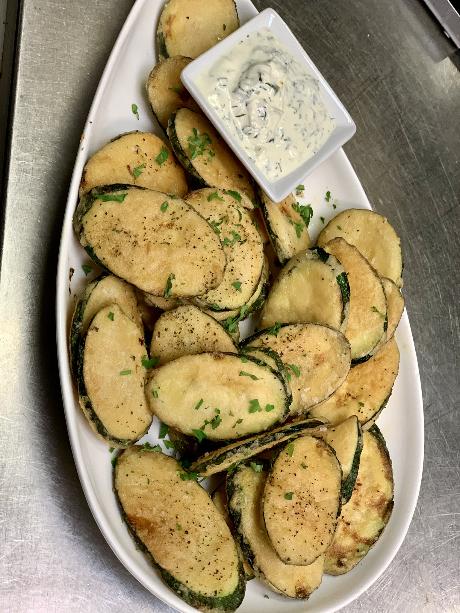 Order Zucchini and Eggplant Chips Lunch food online from Taverna Mykonos store, Elmwood Park on bringmethat.com