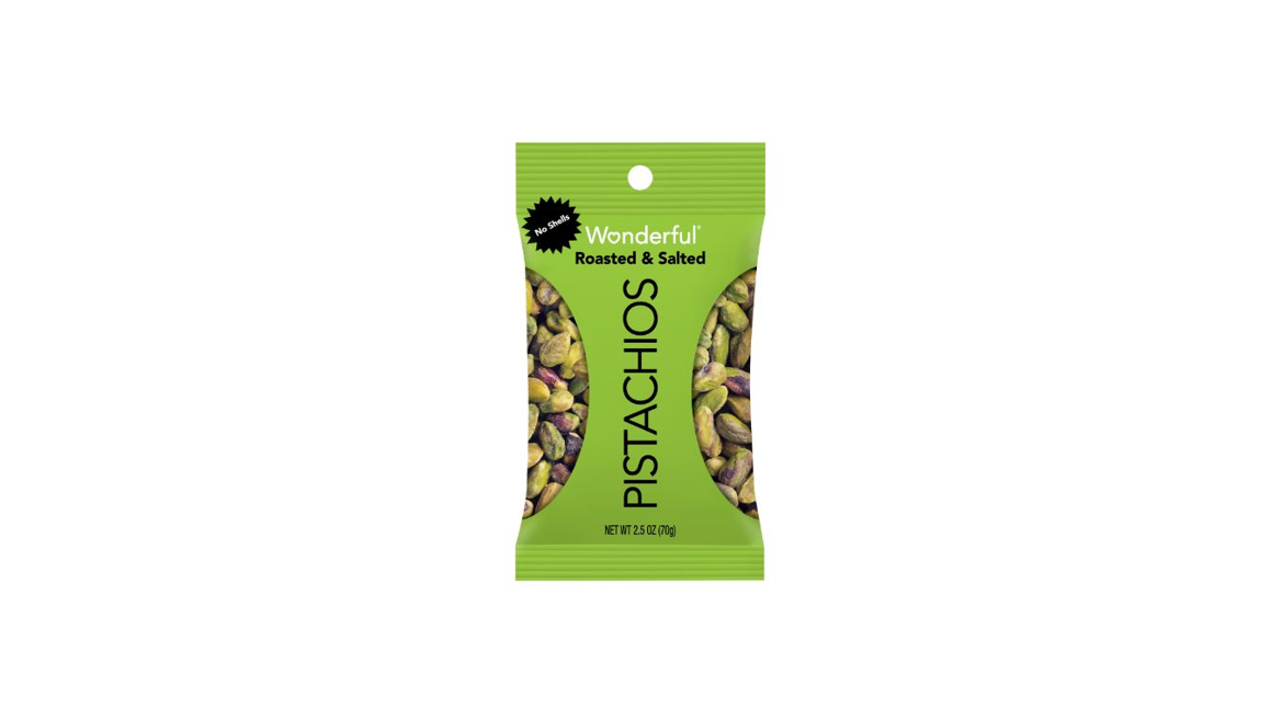 Order Wonderful Pistachios Roasted & Shelled 2.5 oz food online from Rebel store, Campbell on bringmethat.com
