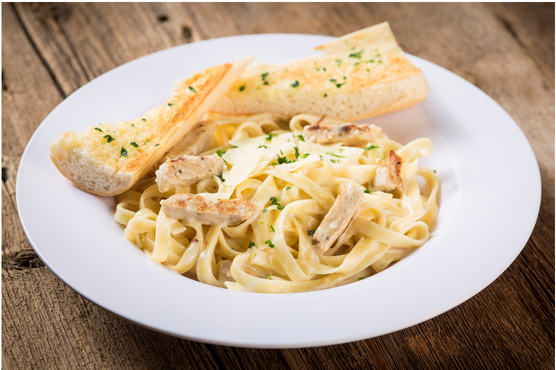 Order Fettuccine Alfredo with Grilled Chicken food online from Rosati Pizza store, Plainfield on bringmethat.com