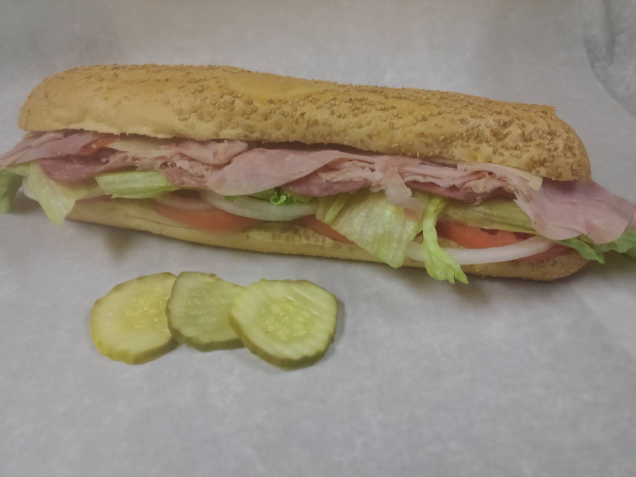 Order   Toasted Hero: - Ham _ Salami - Swiss w/ Tomato, Spicy Mustard & Special Sauce. & Mac Salad food online from Jonathan's Pizza store, Albany on bringmethat.com
