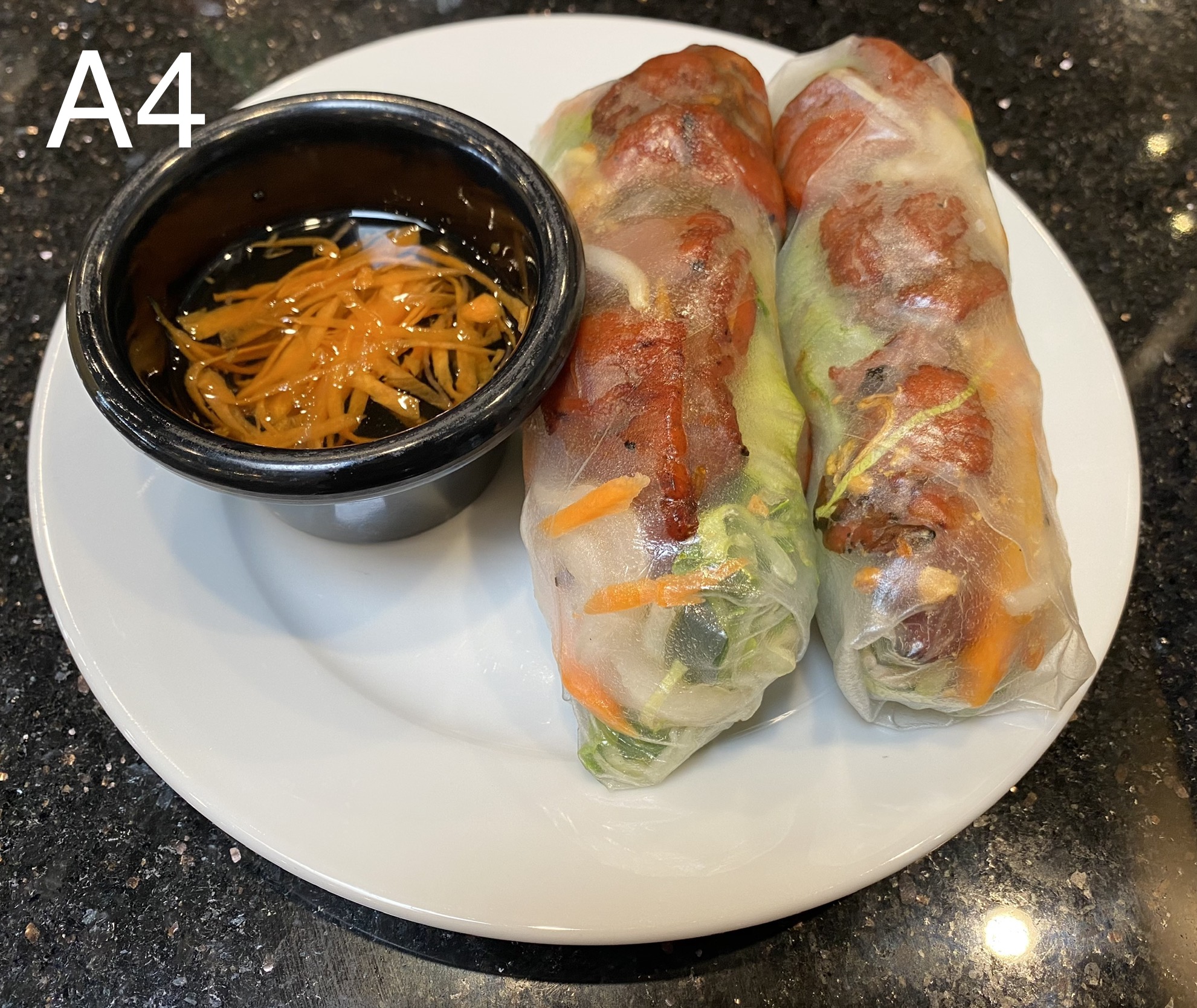 Order A4. Spring Rolls with Charbroiled Pork food online from Pho One Restaurant store, Hurst on bringmethat.com