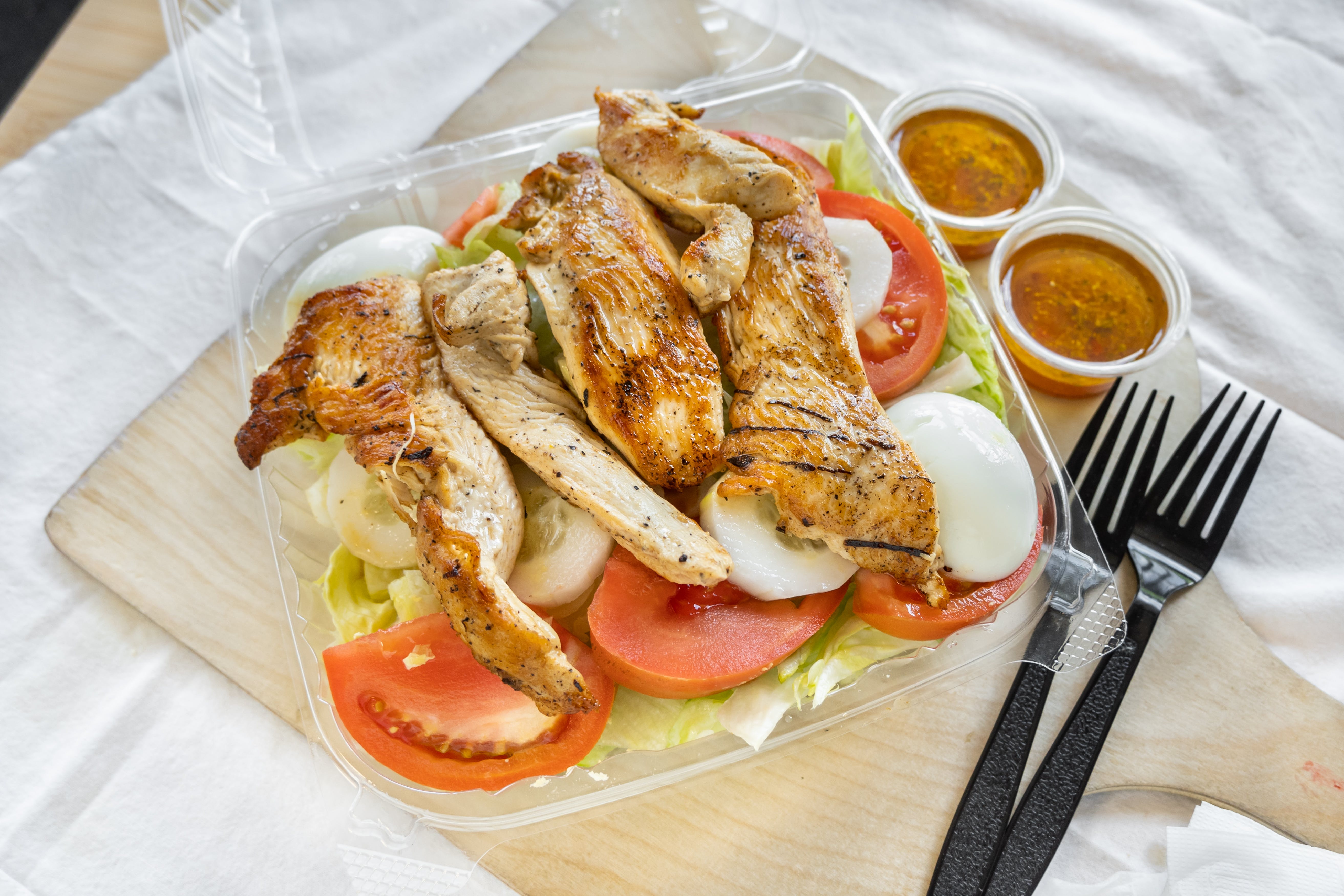 Order Grilled Chicken Salad - Salad food online from New Tiny Hoagie Shop store, Media on bringmethat.com